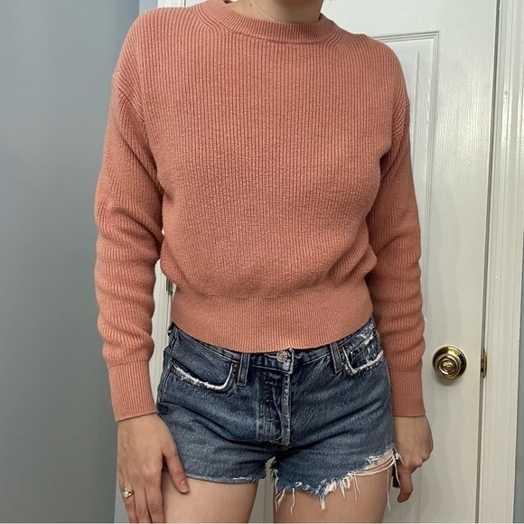 Wilfred Sweaters - Wilfred Aritzia Sweater Cropped Pink Ribbed Knit Wool Dainty Size Extra Small